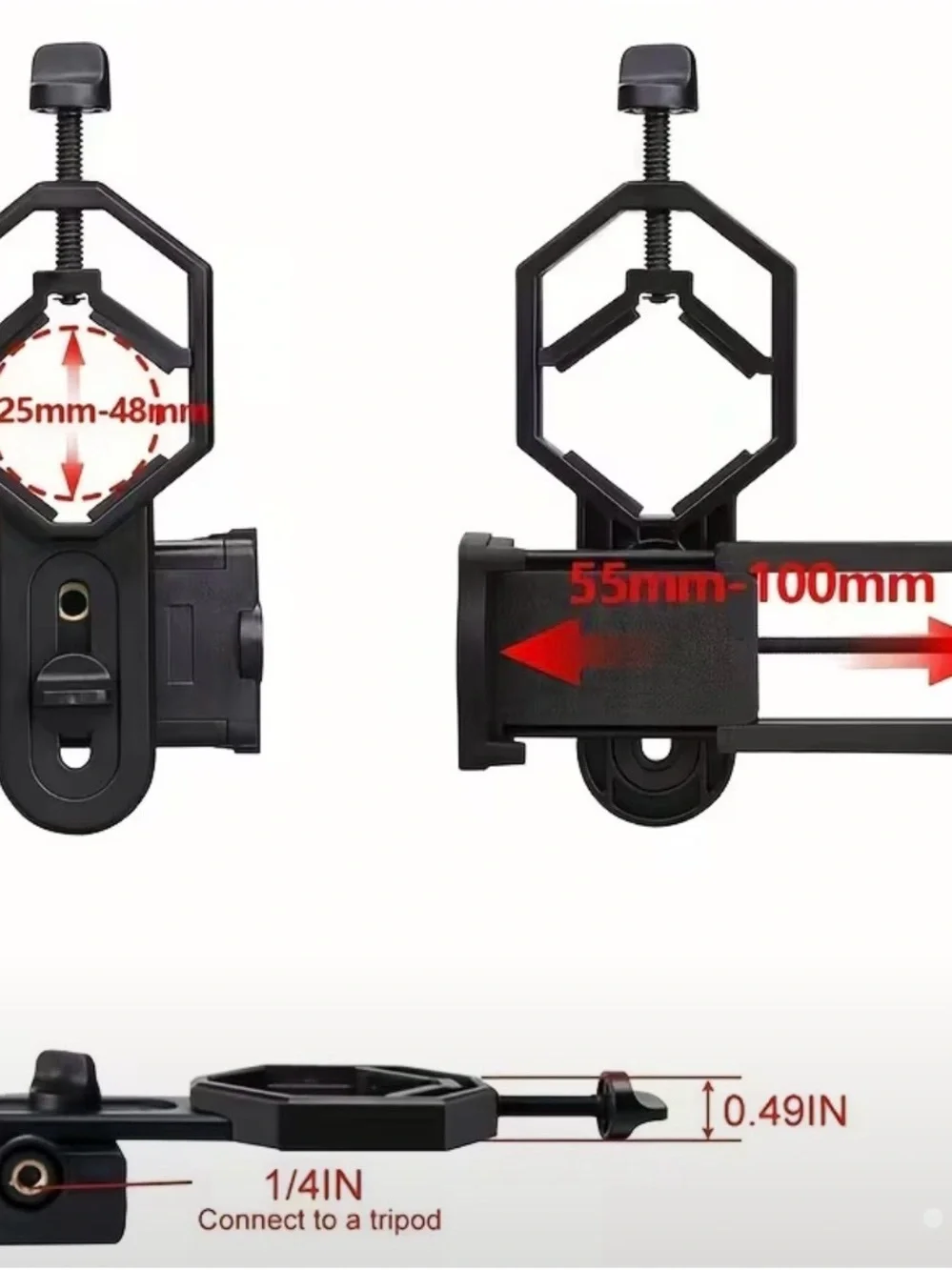 Universal Telescope Black Smartphone Adapter Mount